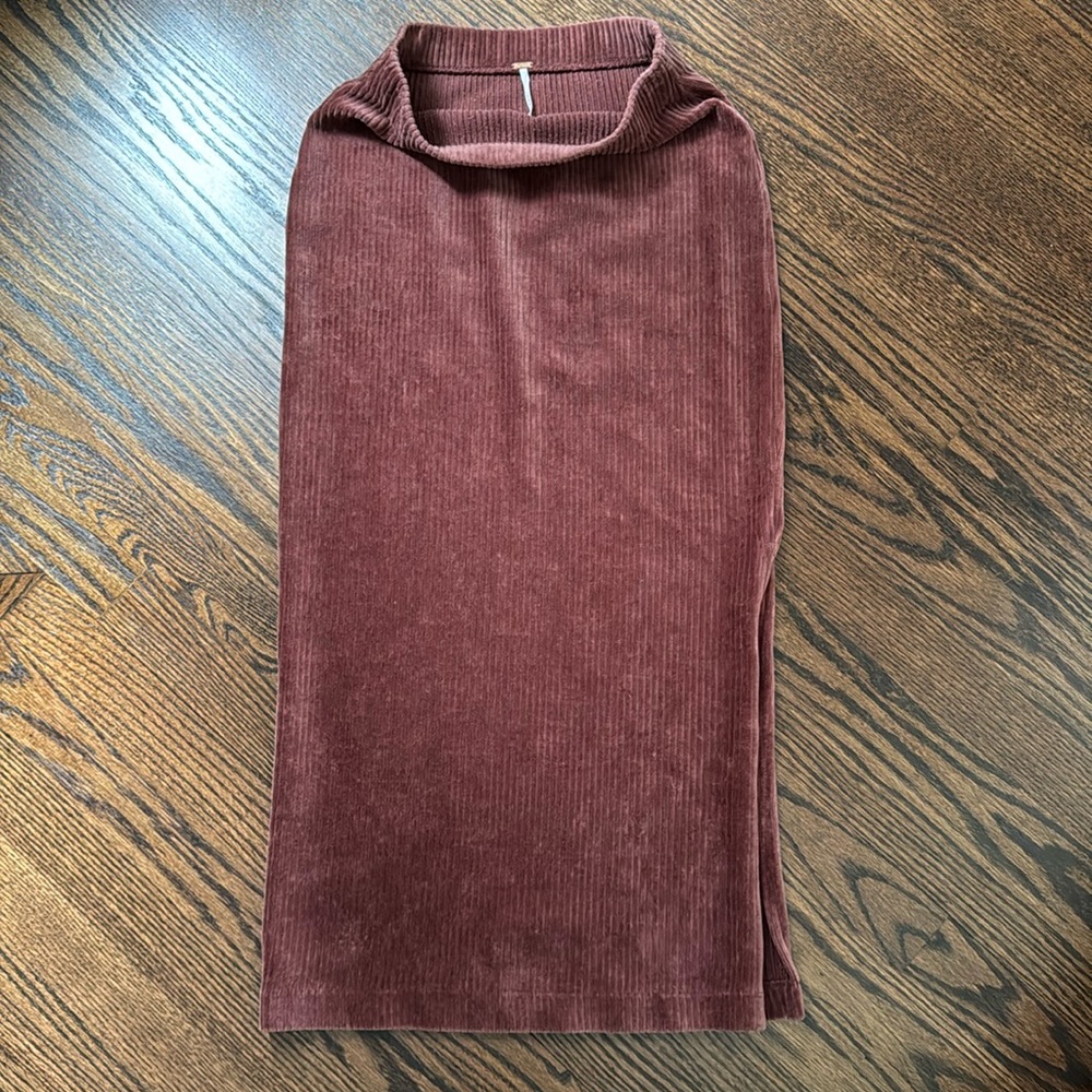 Free People Velour Ribbed Midi Skirt